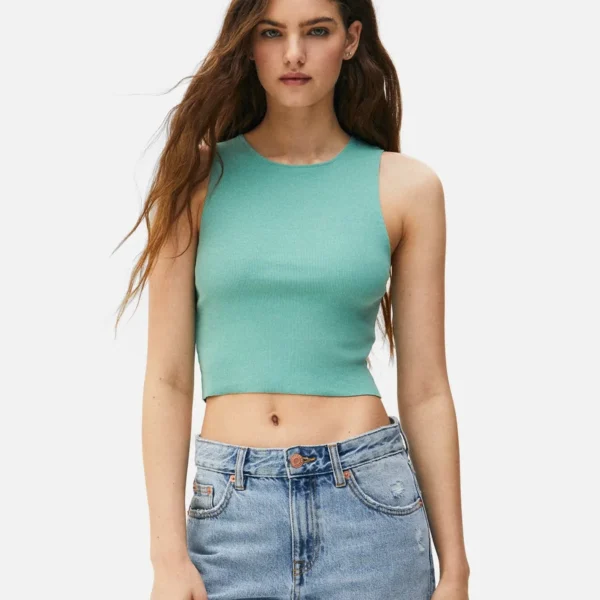 Basic Bright Green Rib Extreme Crop