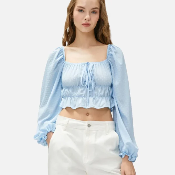 Balloon Sleeve Blouse - Square Neck